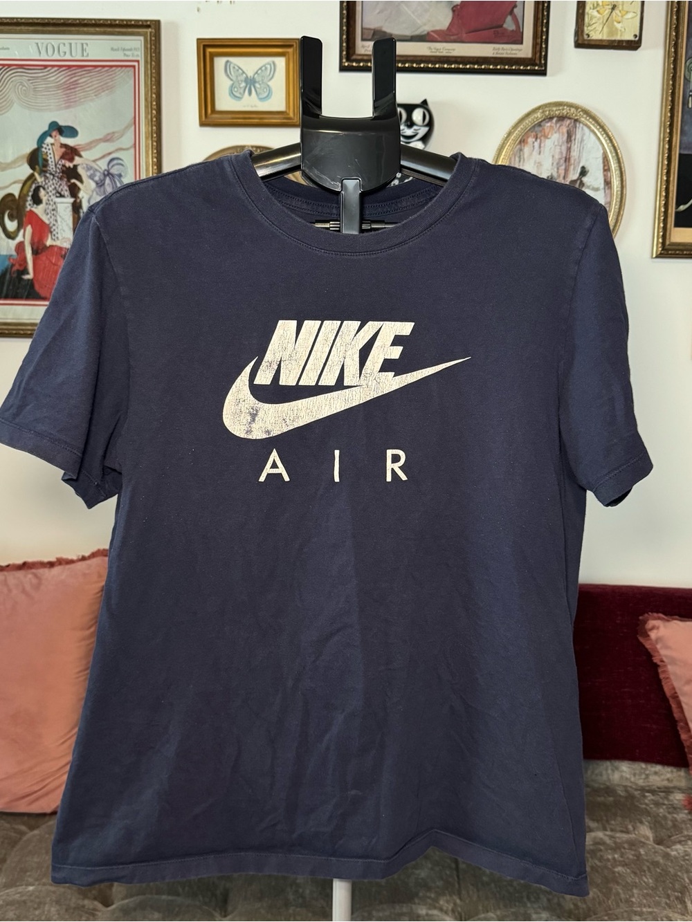 Nike Navy Blue AIR Logo Tee with Cream Print